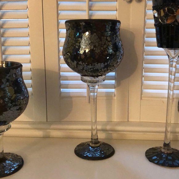 Black crackle candle holders - Picture 3 of 8